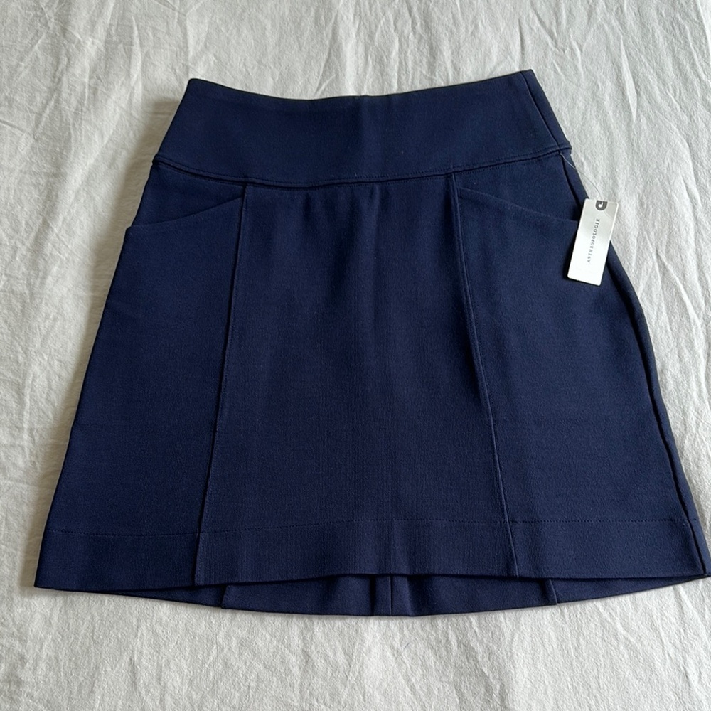 Anthropologie Blue Pleated Mini Skirt for Work